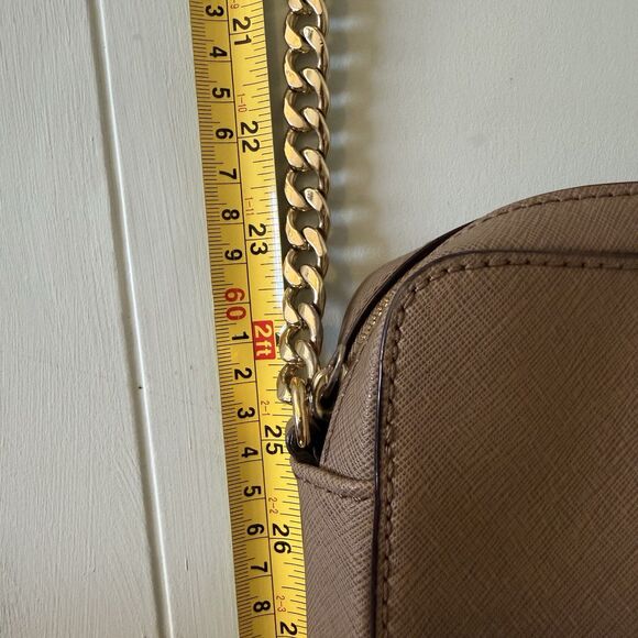 MICHAEL KORS Women Jet Set East West Crossbody Saffiano Tan Leather Purse Bag - Picture 9 of 16